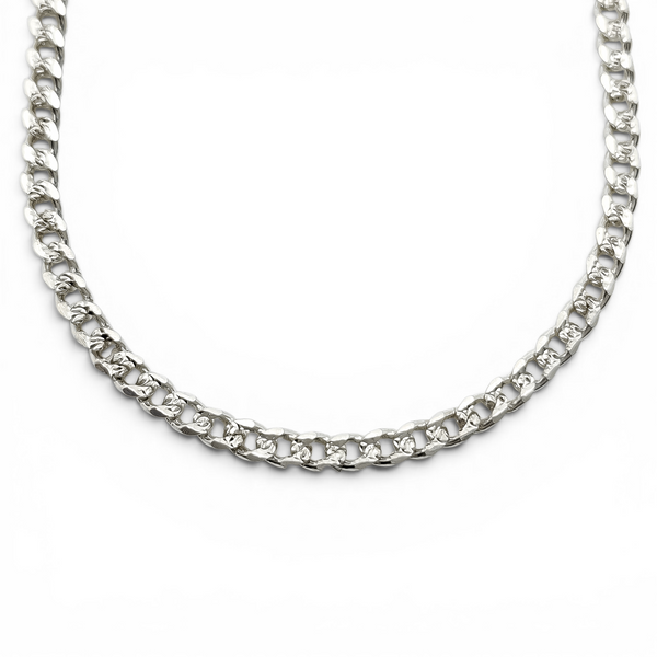 Cadena Cubana Diamantada 3mm Plata Ley 925