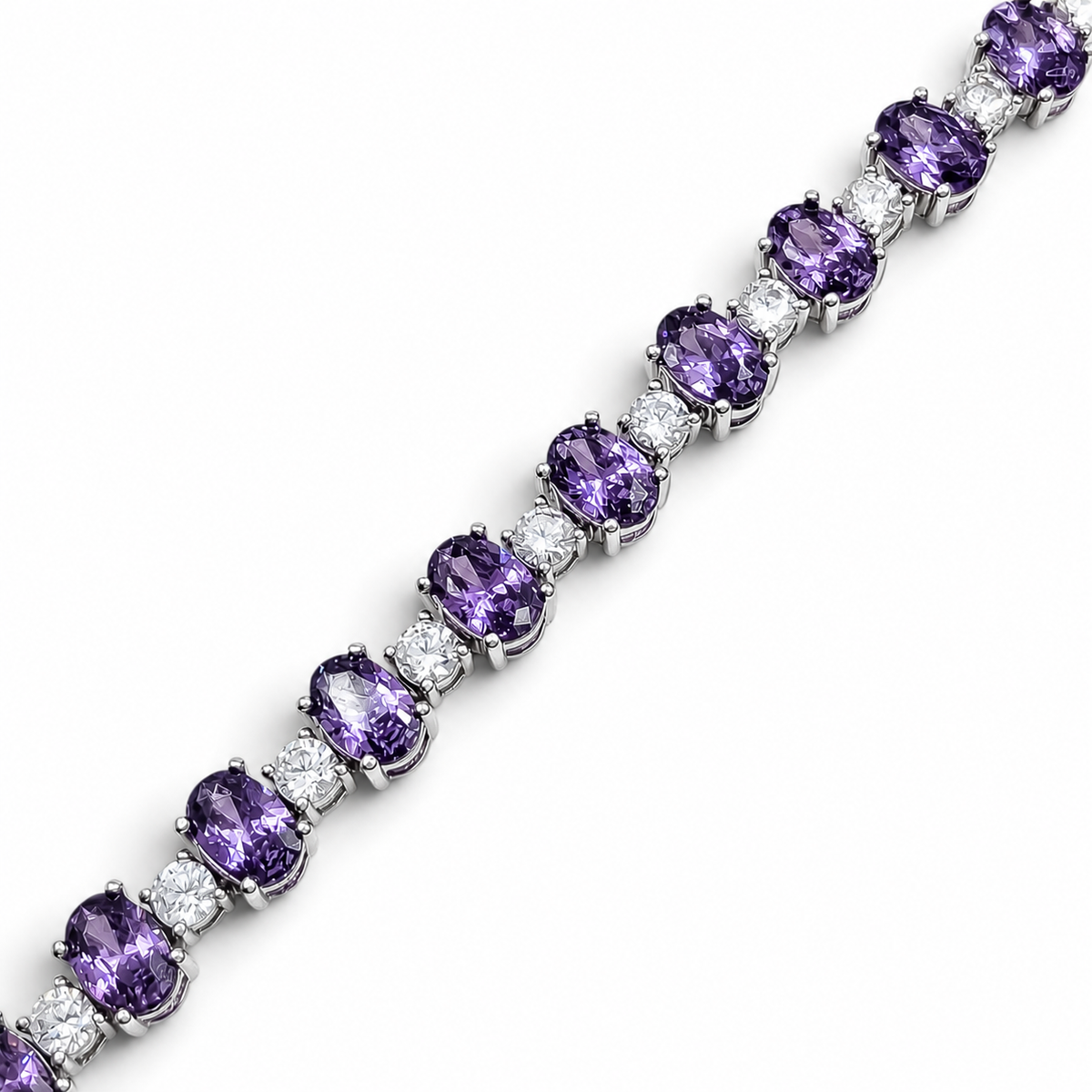 Pulsera Zirconia Morada Plata Ley 925