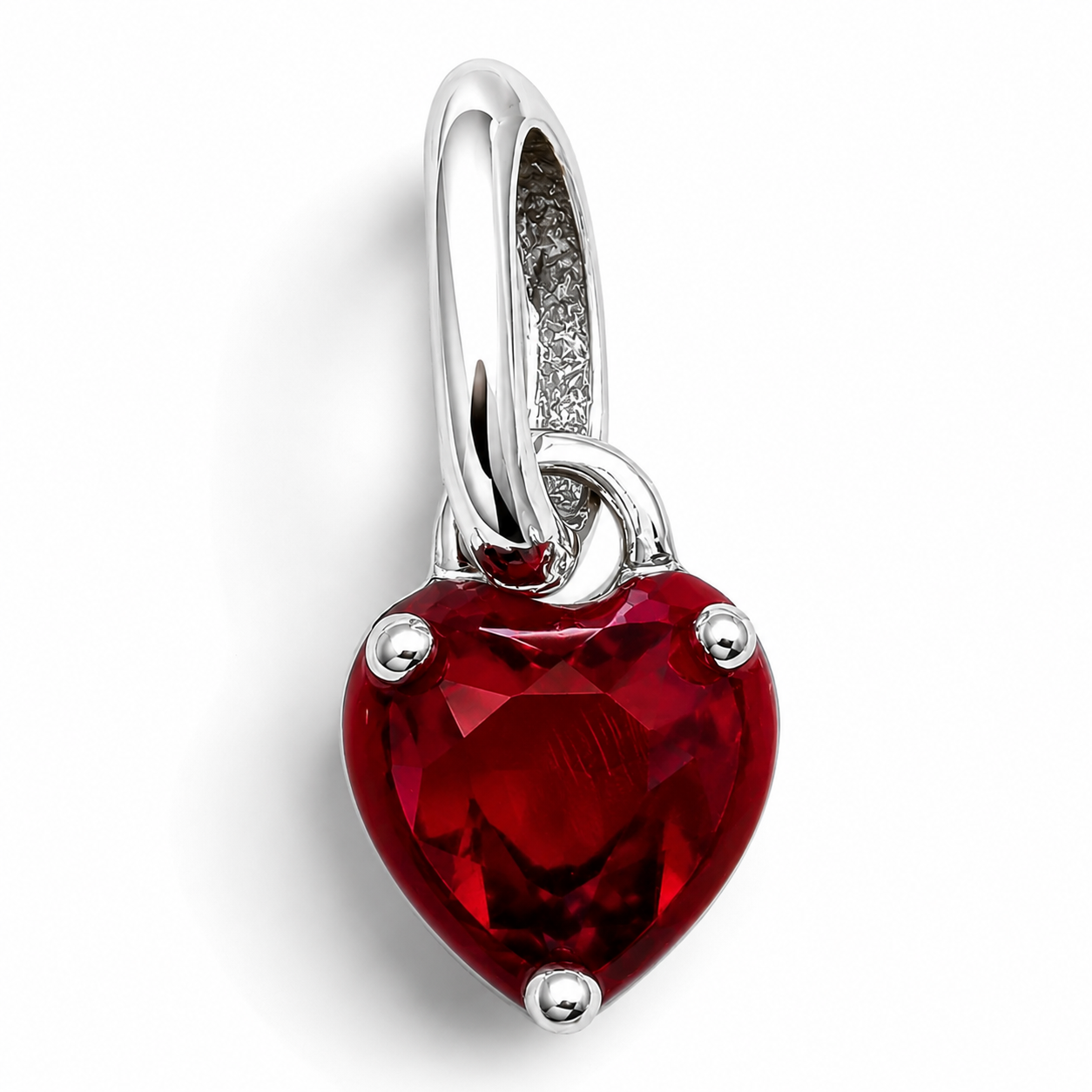 Charm Corazon Rojo Plata Ley 925