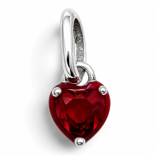 Charm Corazon Rojo Plata Ley 925