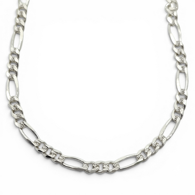 Cadena Figaro Diamantada 3mm Plata Ley 925