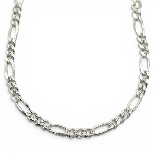 Cadena Figaro Diamantada 3mm Plata Ley 925