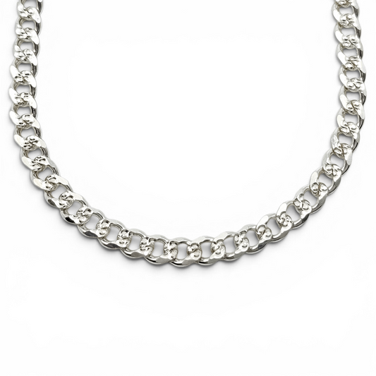 Cadena Cubana Diamantada 4mm Plata Ley 925