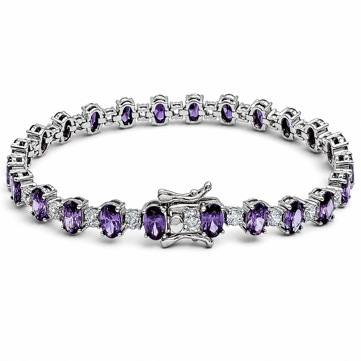 Pulsera Zirconia Morada Plata Ley 925