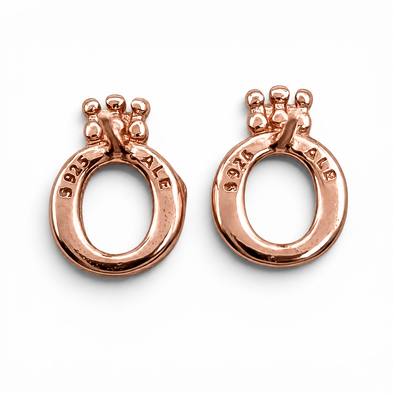 Arete Corona Rosa Pan Plata Ley 925