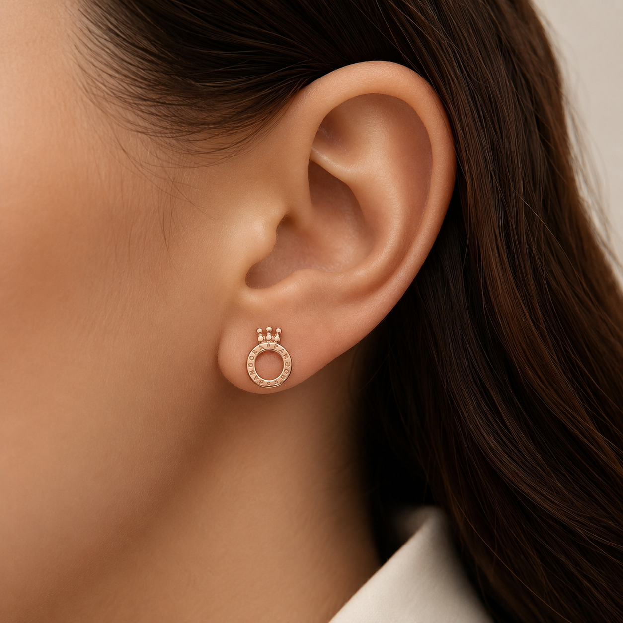 Arete Corona Rosa Pan Plata Ley 925