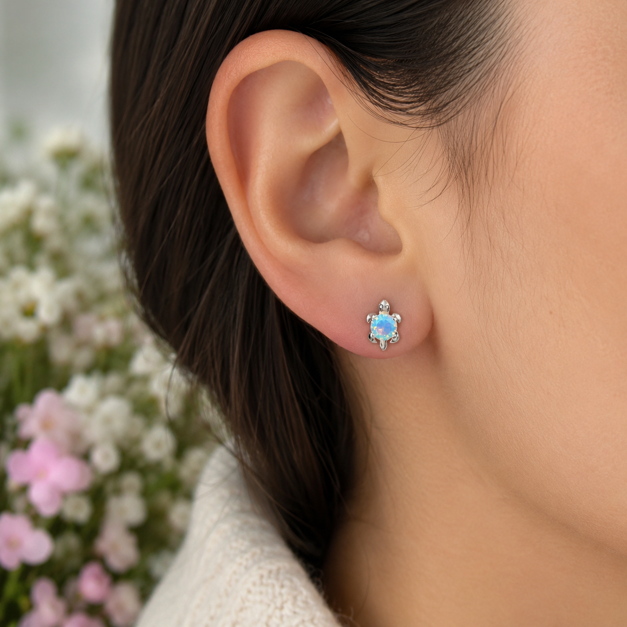 Arete Tortuga Plata Ley 925