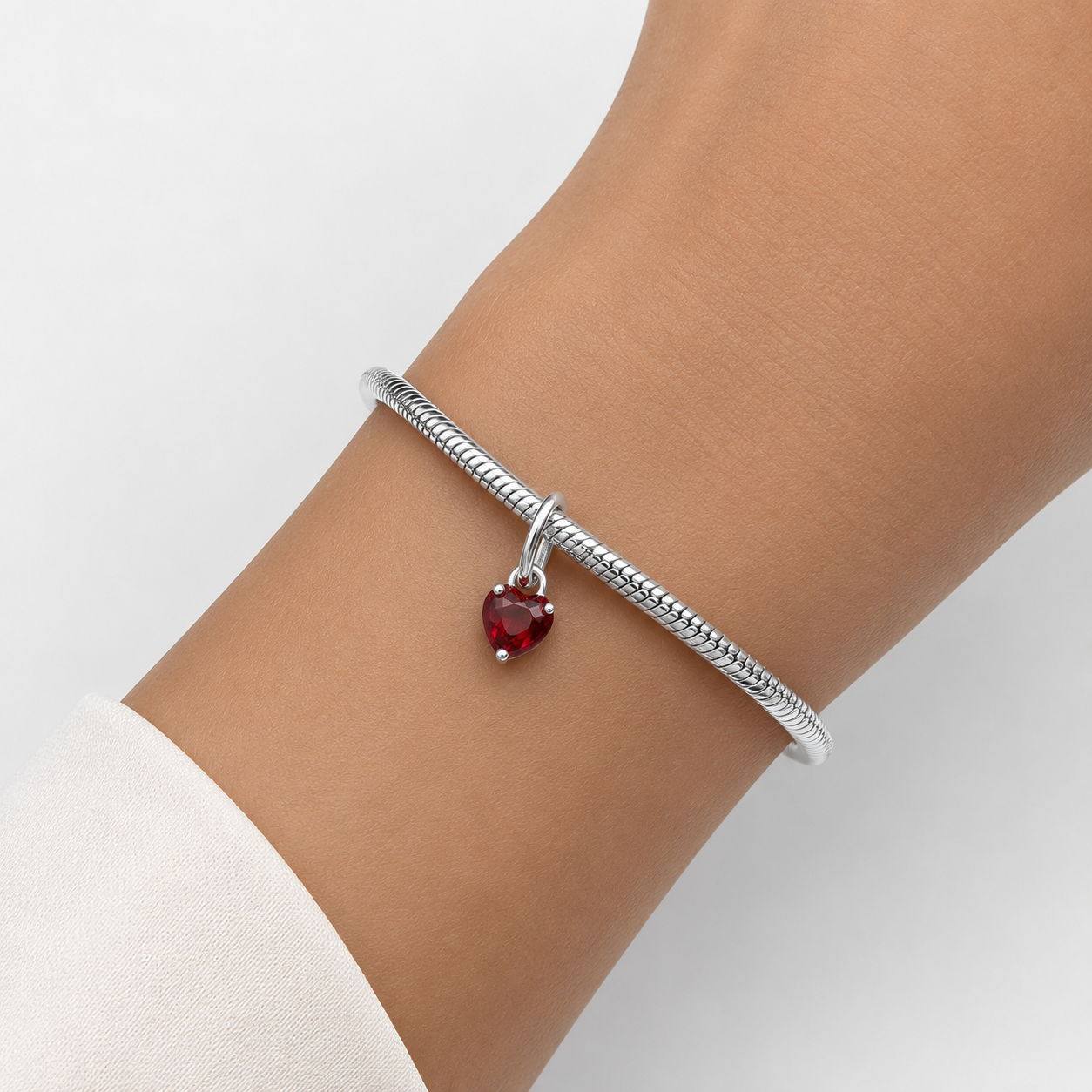 Charm Corazon Rojo Plata Ley 925
