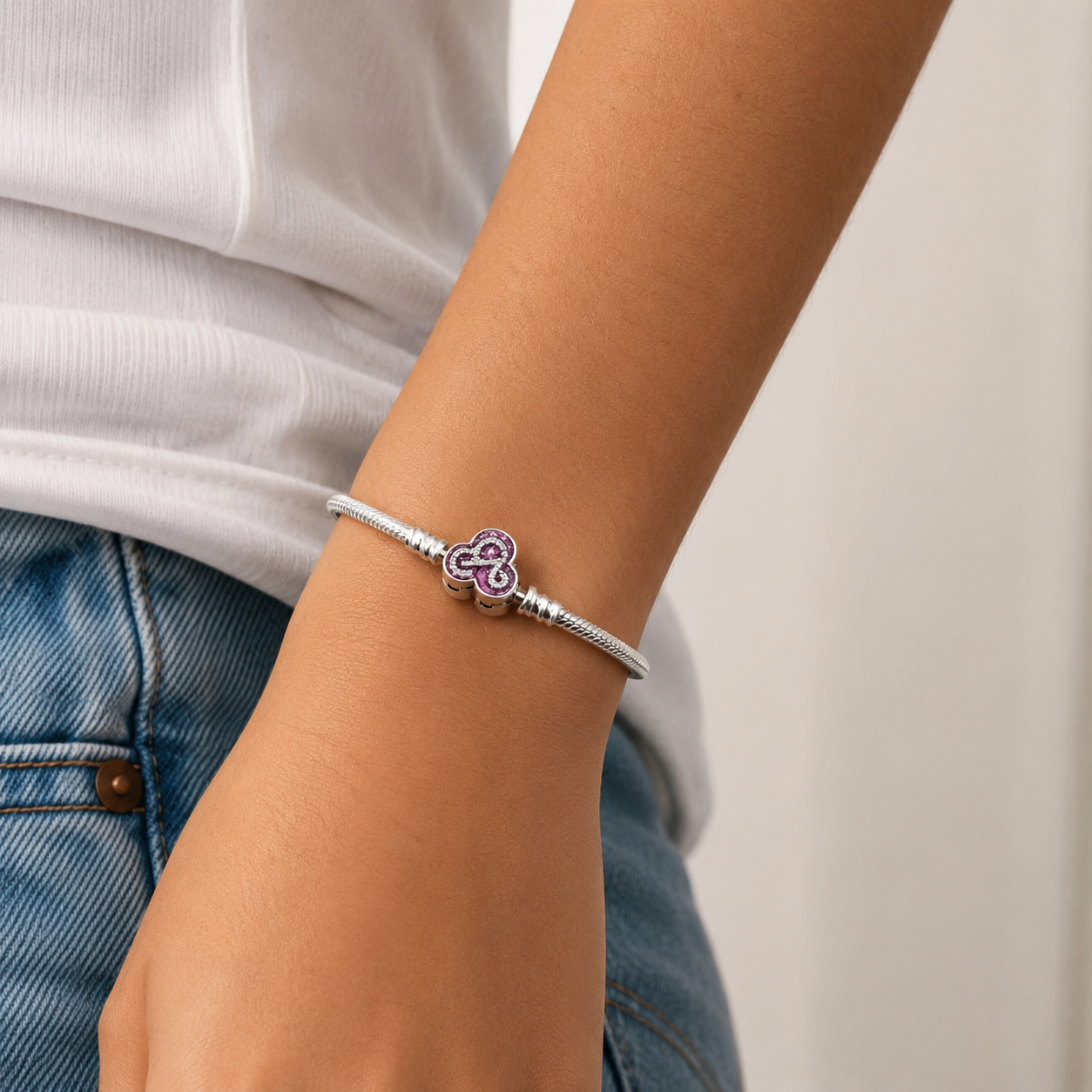 Pulsera Barbie Pan 3mm Plata Ley 925