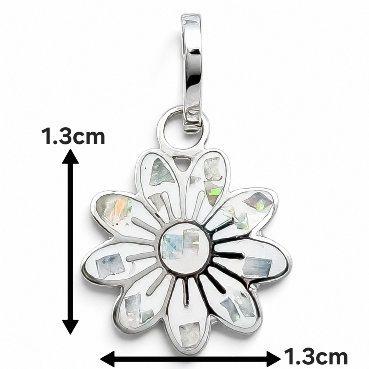 Set Flor Blanca Grande Plata Ley 925