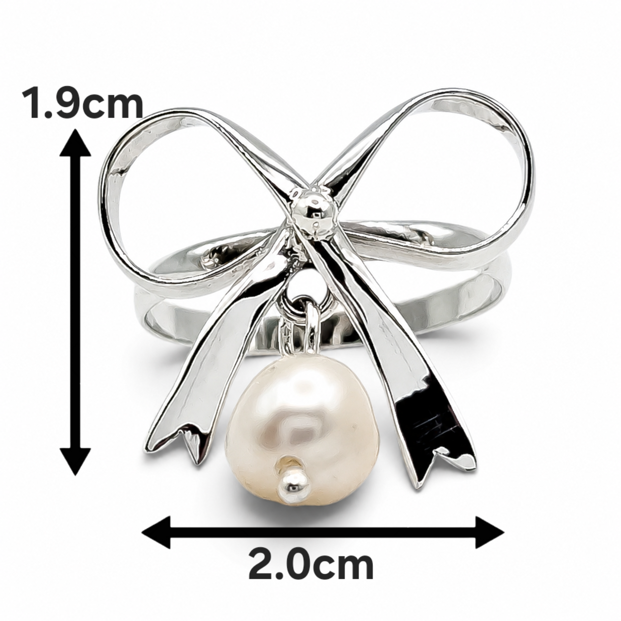 Anillo Moño Perla Plata Ley 925