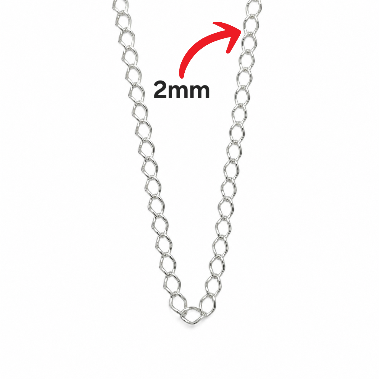 Cadena Argollas 2mm Plata Ley 925