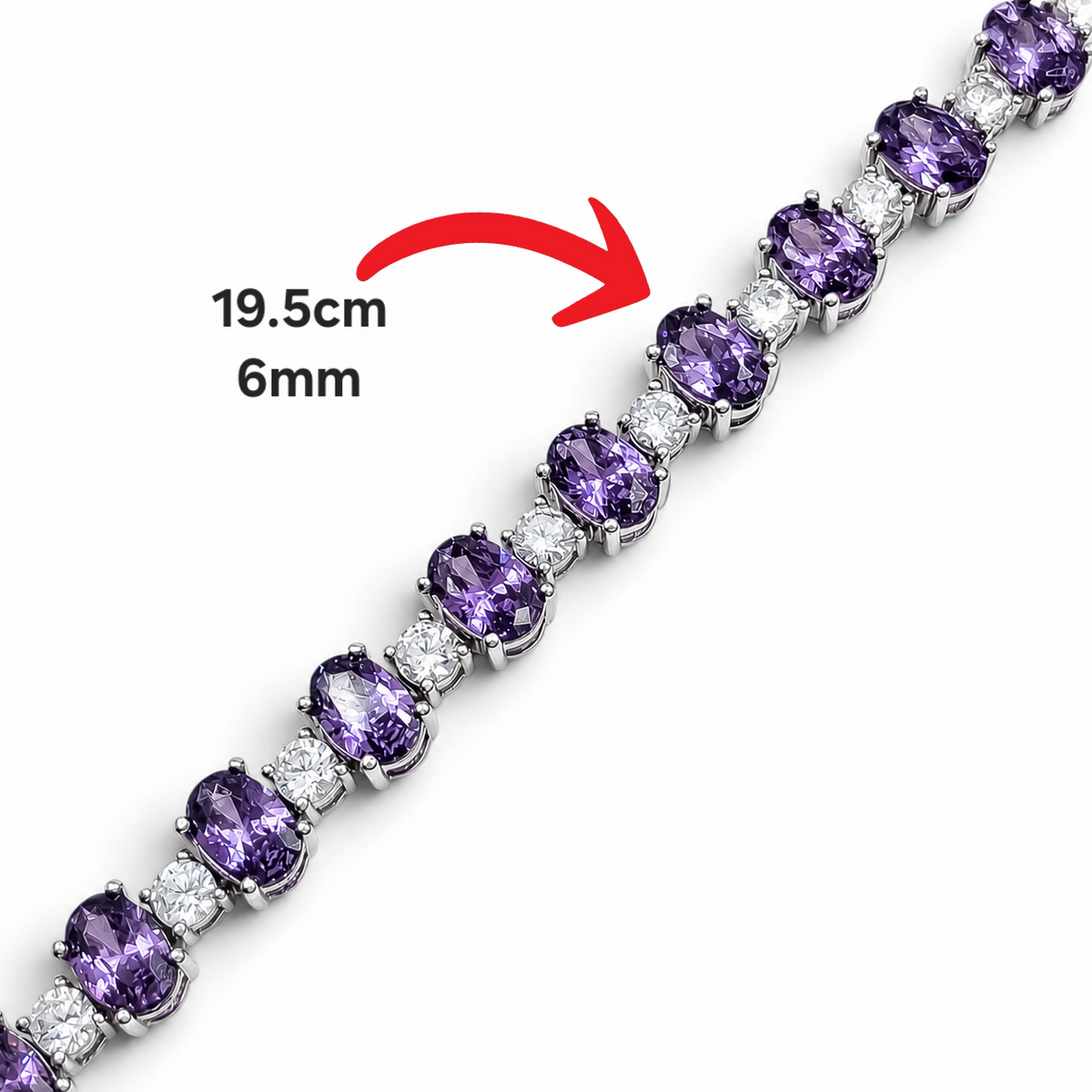 Pulsera Zirconia Morada Plata Ley 925