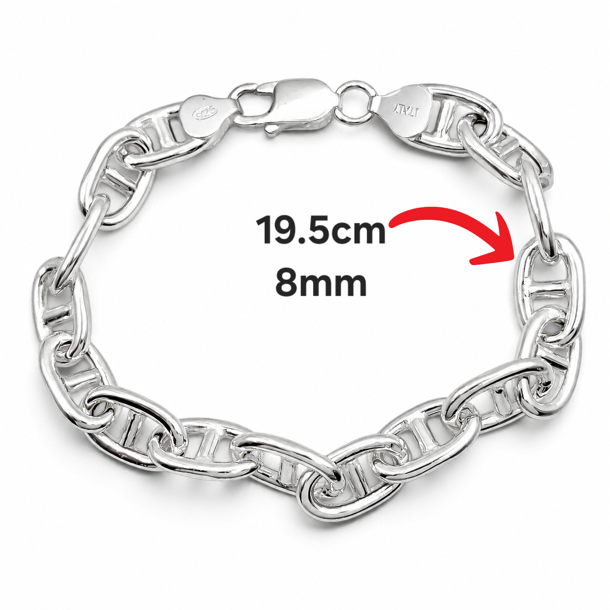 Pulso Grueso 8mm Plata Ley 925