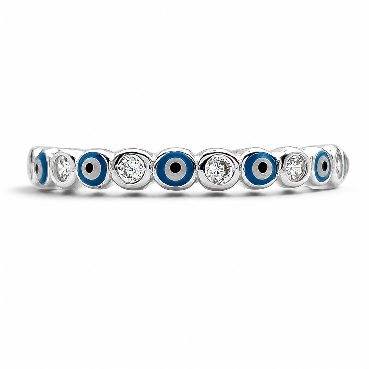 Anillo Ojitos Azules Plata Ley 925