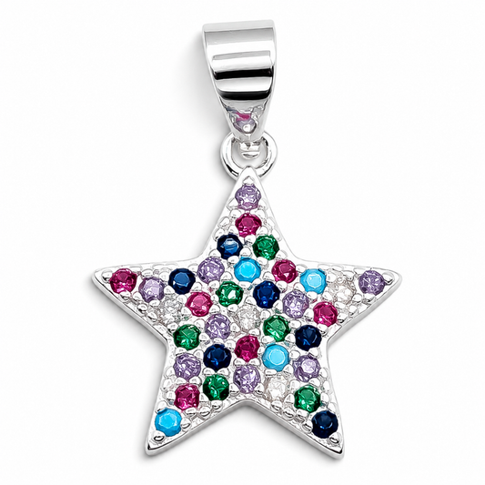 Dije Estrella Zirconia Multicolor Plata Ley 925