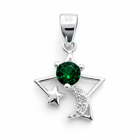 Dije Estrella Verde Plata Ley 925