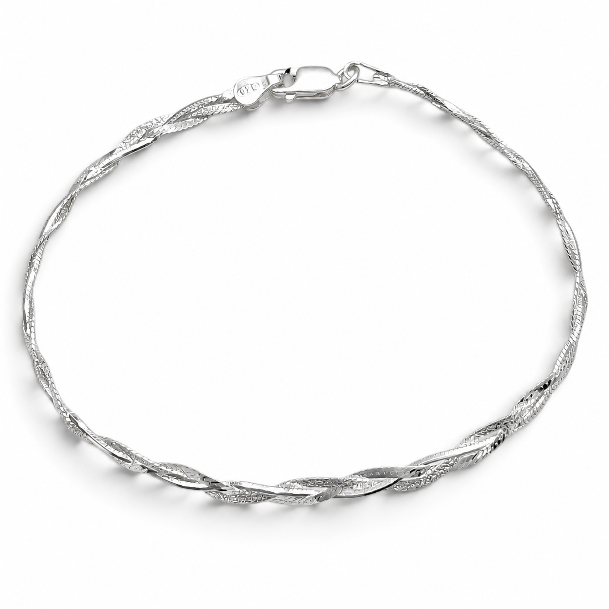 Pulsera Trenzada Plata Ley 925
