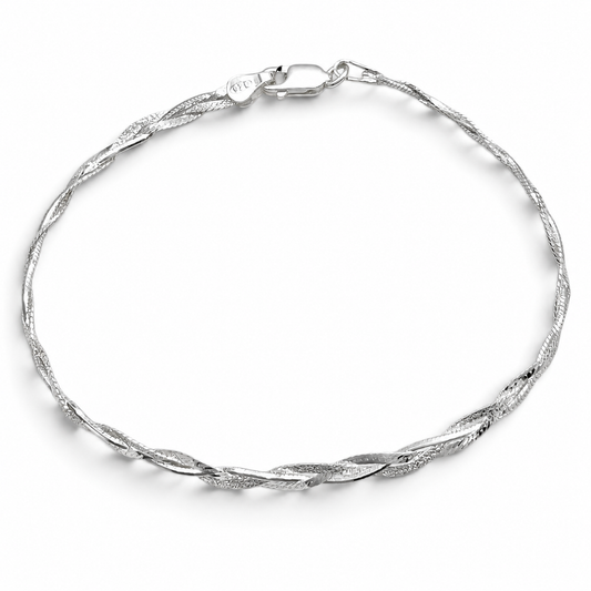 Pulsera Trenzada Plata Ley 925