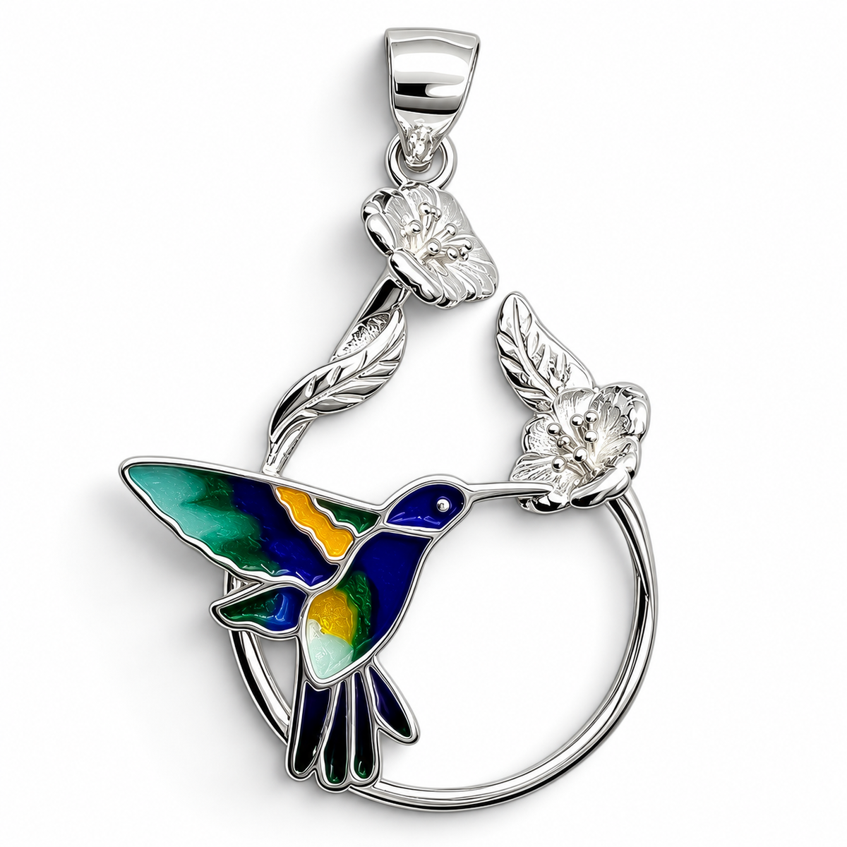 Dije Colibri Esmaltado Plata Ley 925