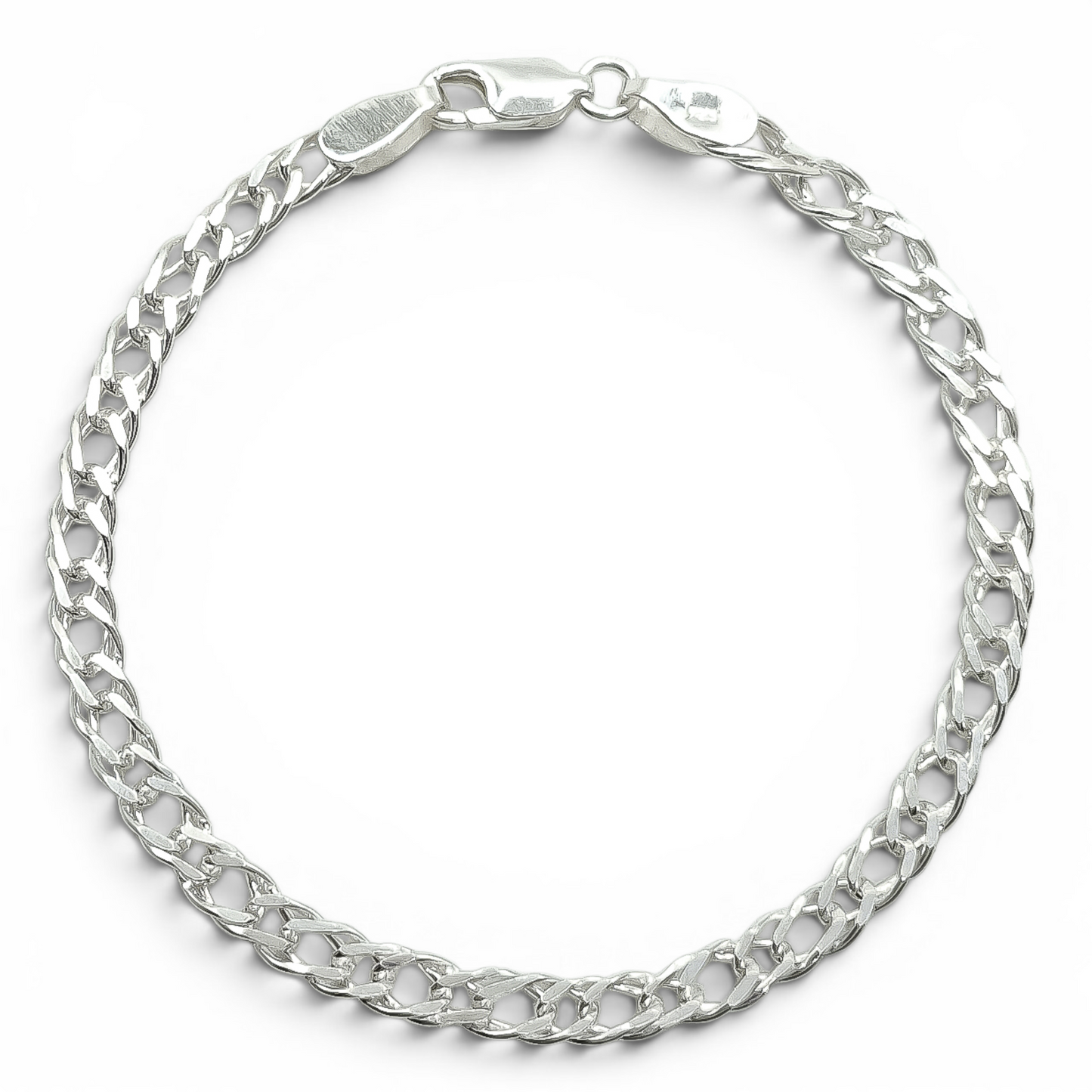 Pulso Doble Rombo 4mm Plata Ley 925