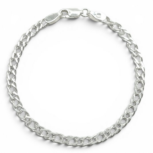 Pulso Doble Rombo 4mm Plata Ley 925