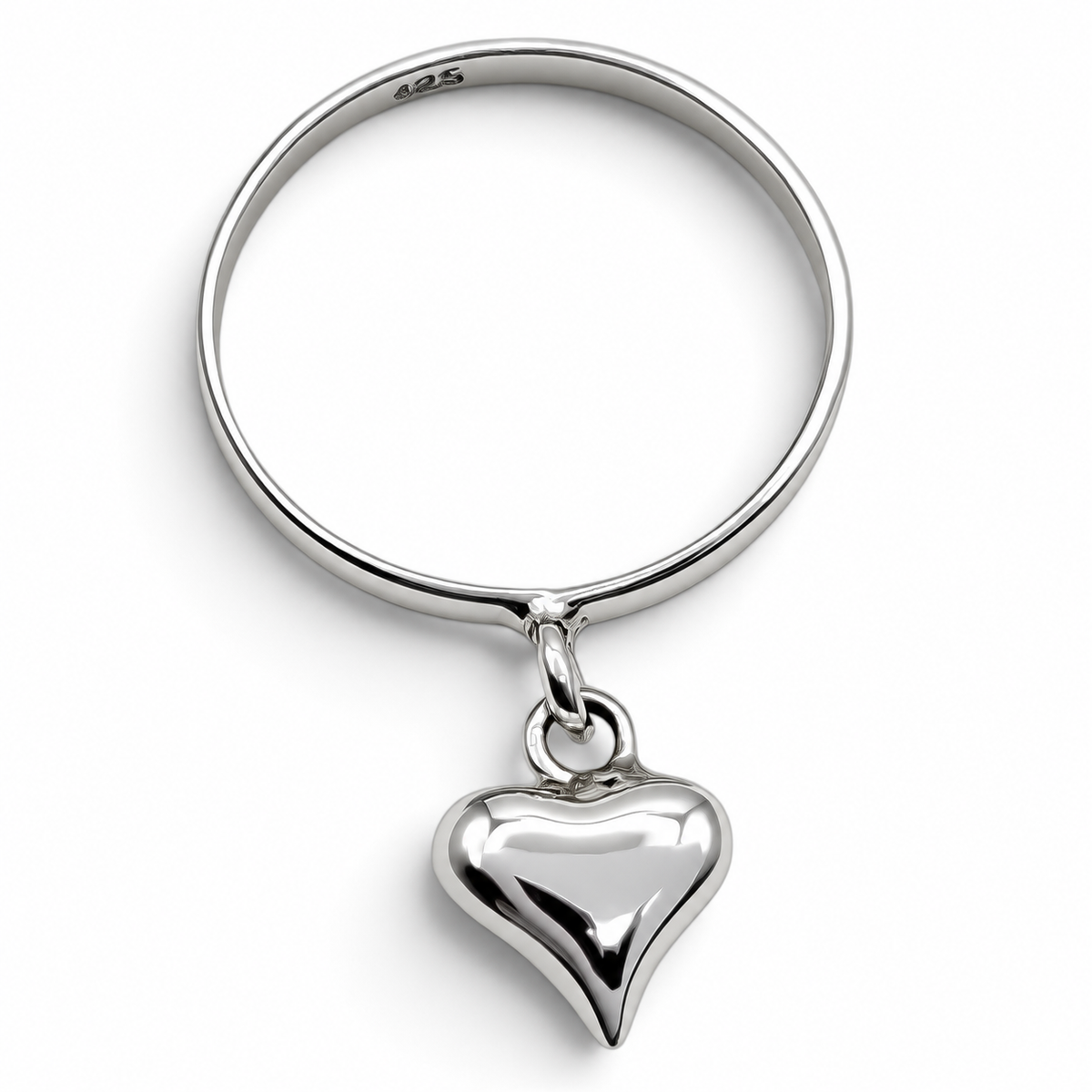 Anillo Corazon Colgante Plata Ley 925