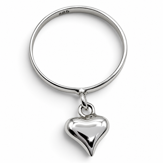 Anillo Corazon Colgante Plata Ley 925