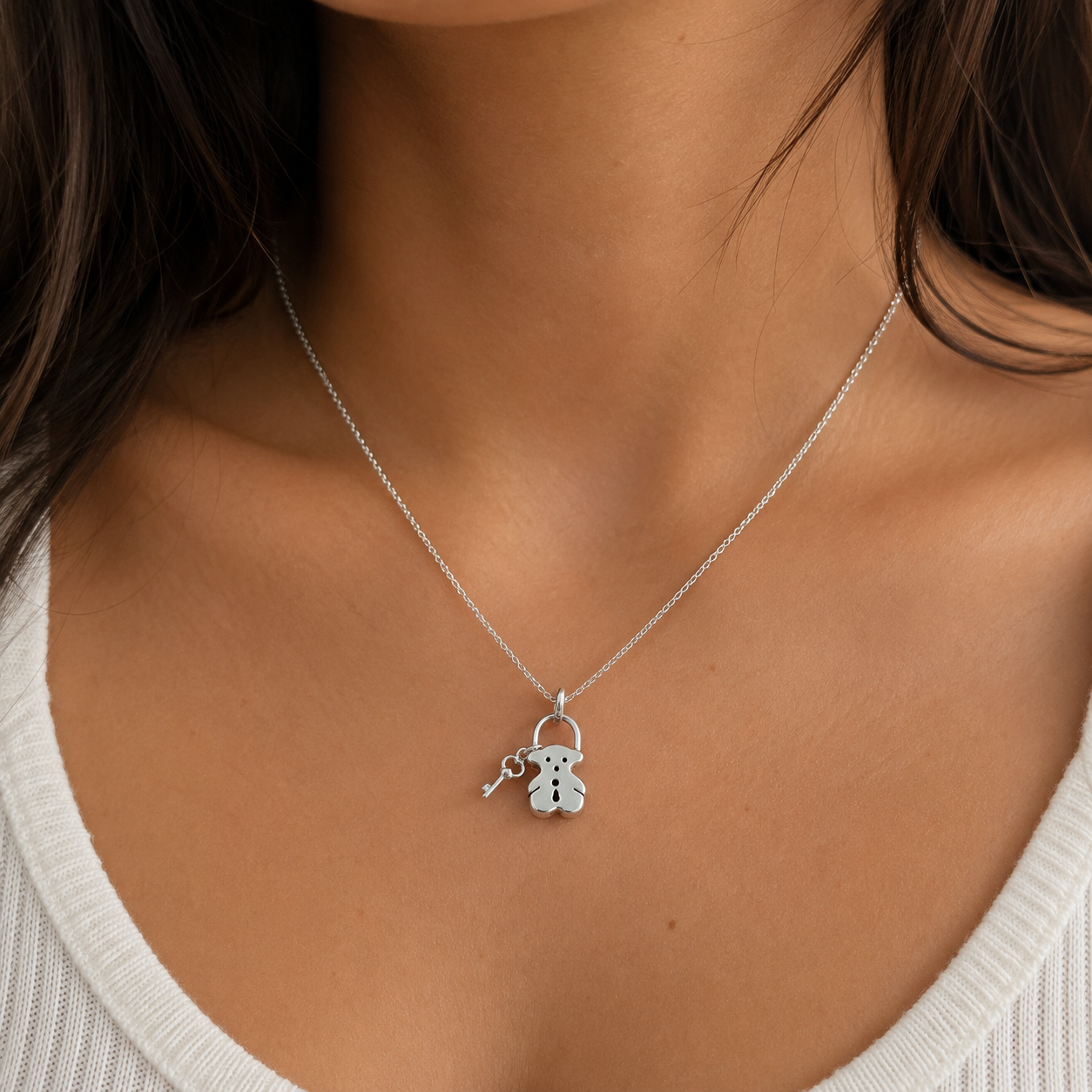 Dije Candado Oso Plata Ley 925