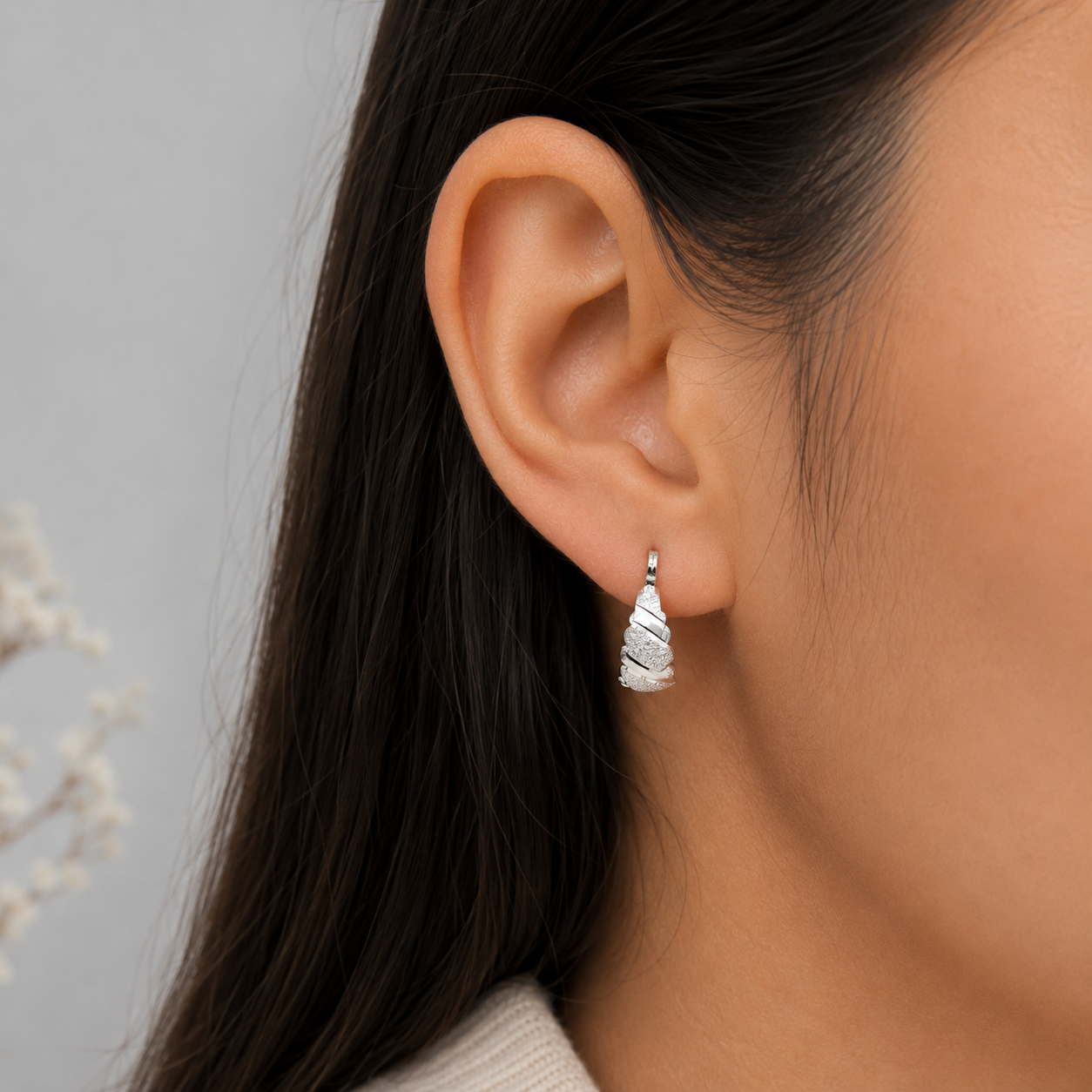 Arracada Diamantada Canasta Plata Ley 925