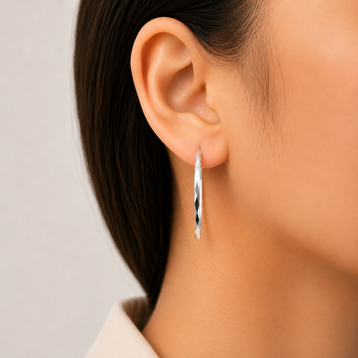 Arracada Facetada Plata Ley 925