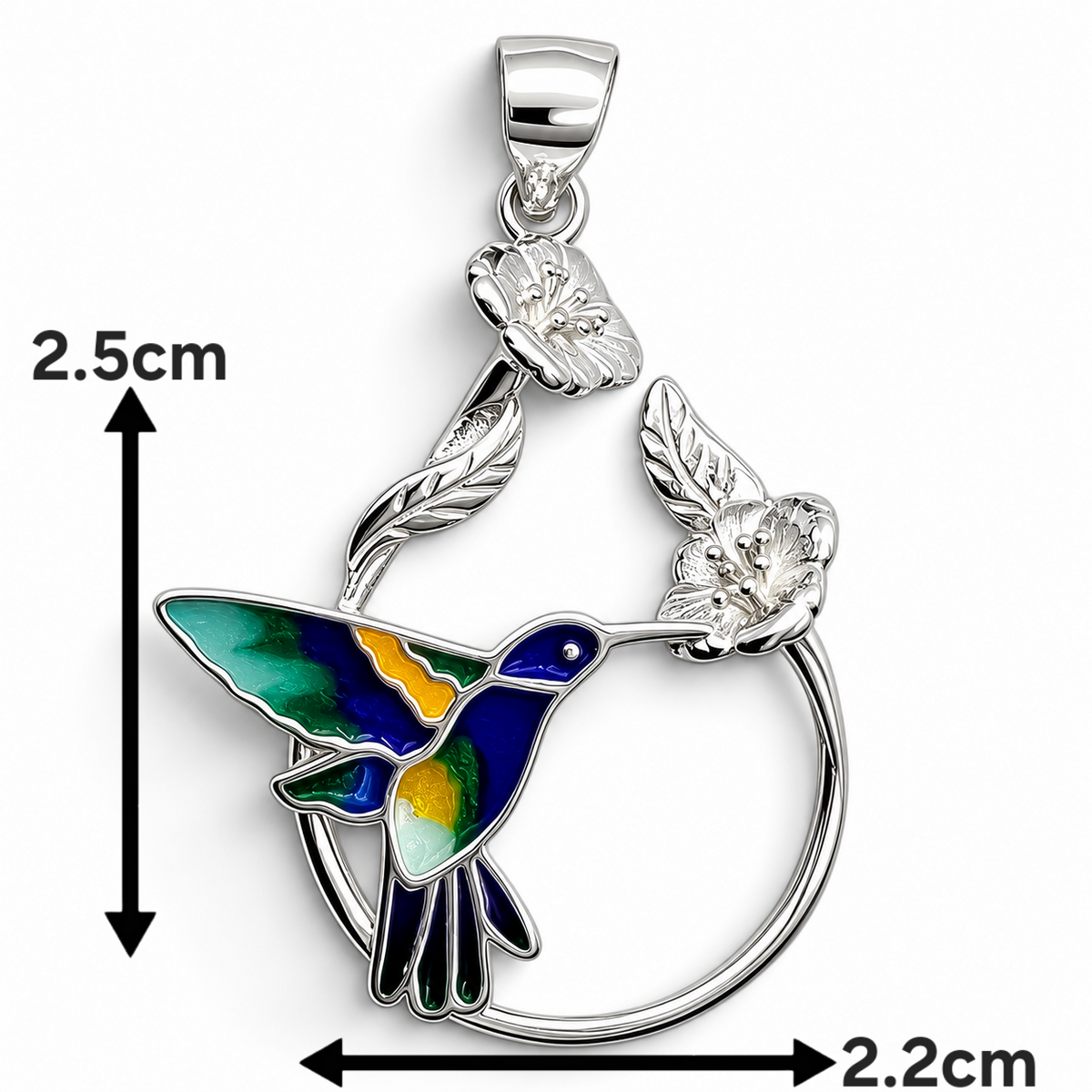 Dije Colibri Esmaltado Plata Ley 925