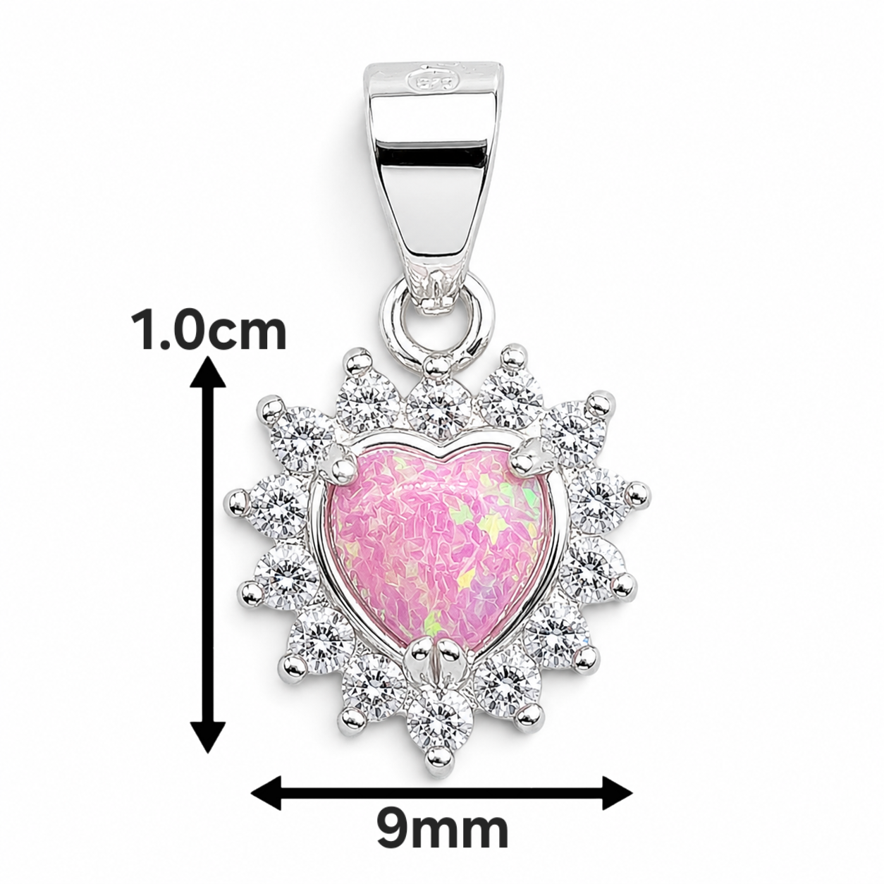 Dije Corazon Opalo Rosa Plata Ley 925