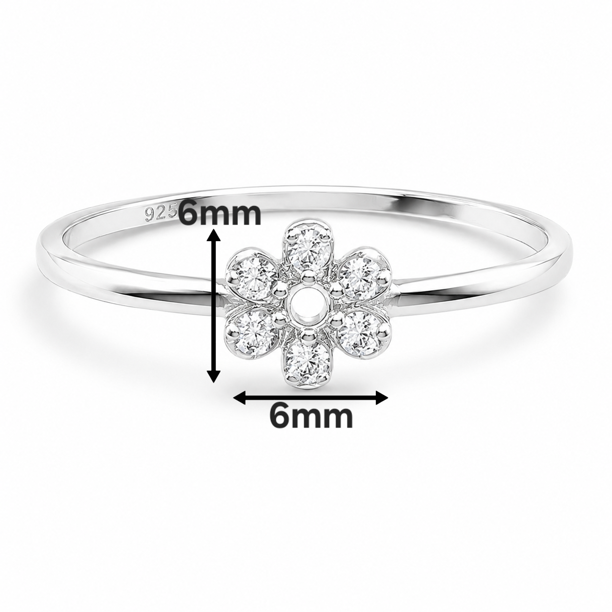 Anillo Flor Blanca Plata Ley 925