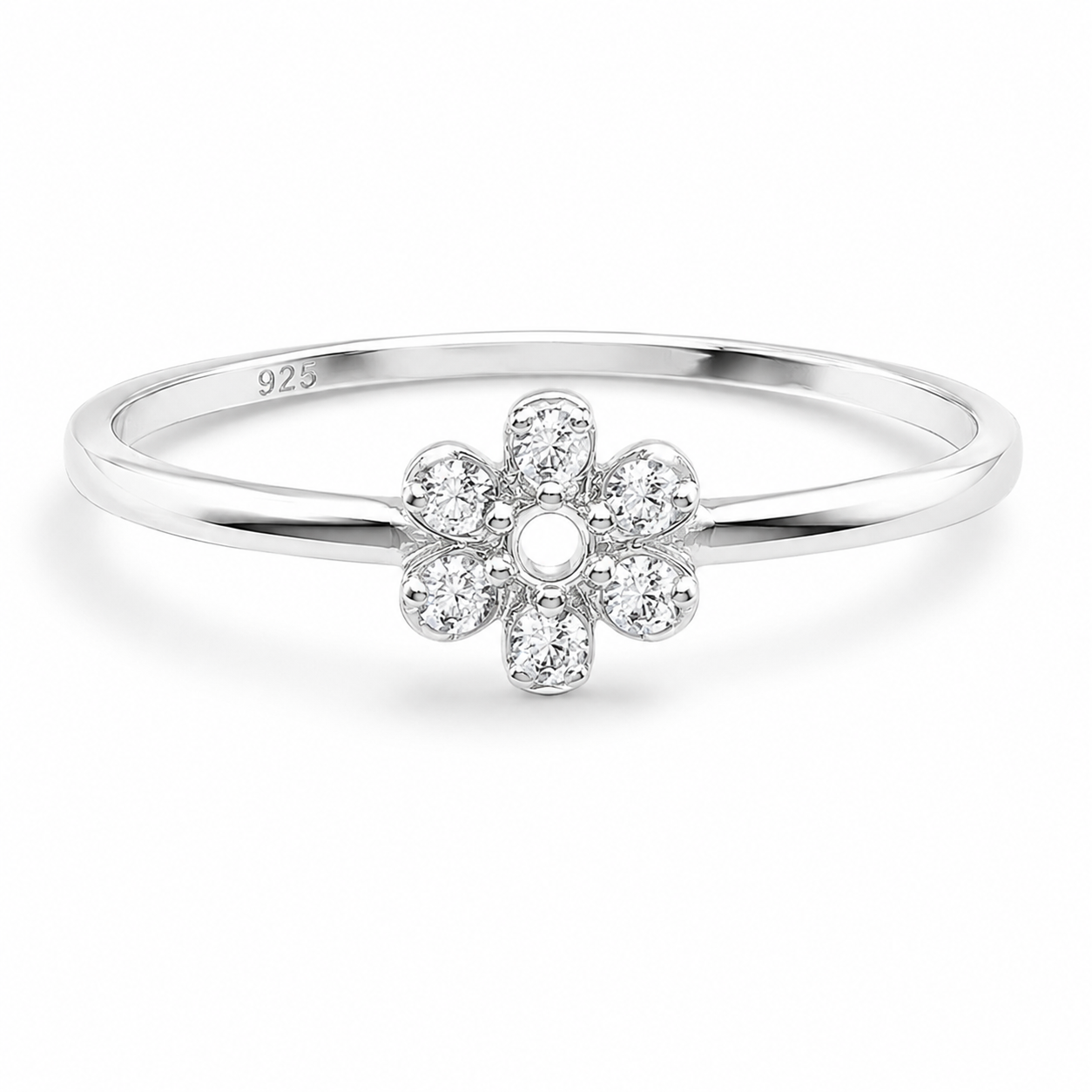Anillo Flor Blanca Plata Ley 925