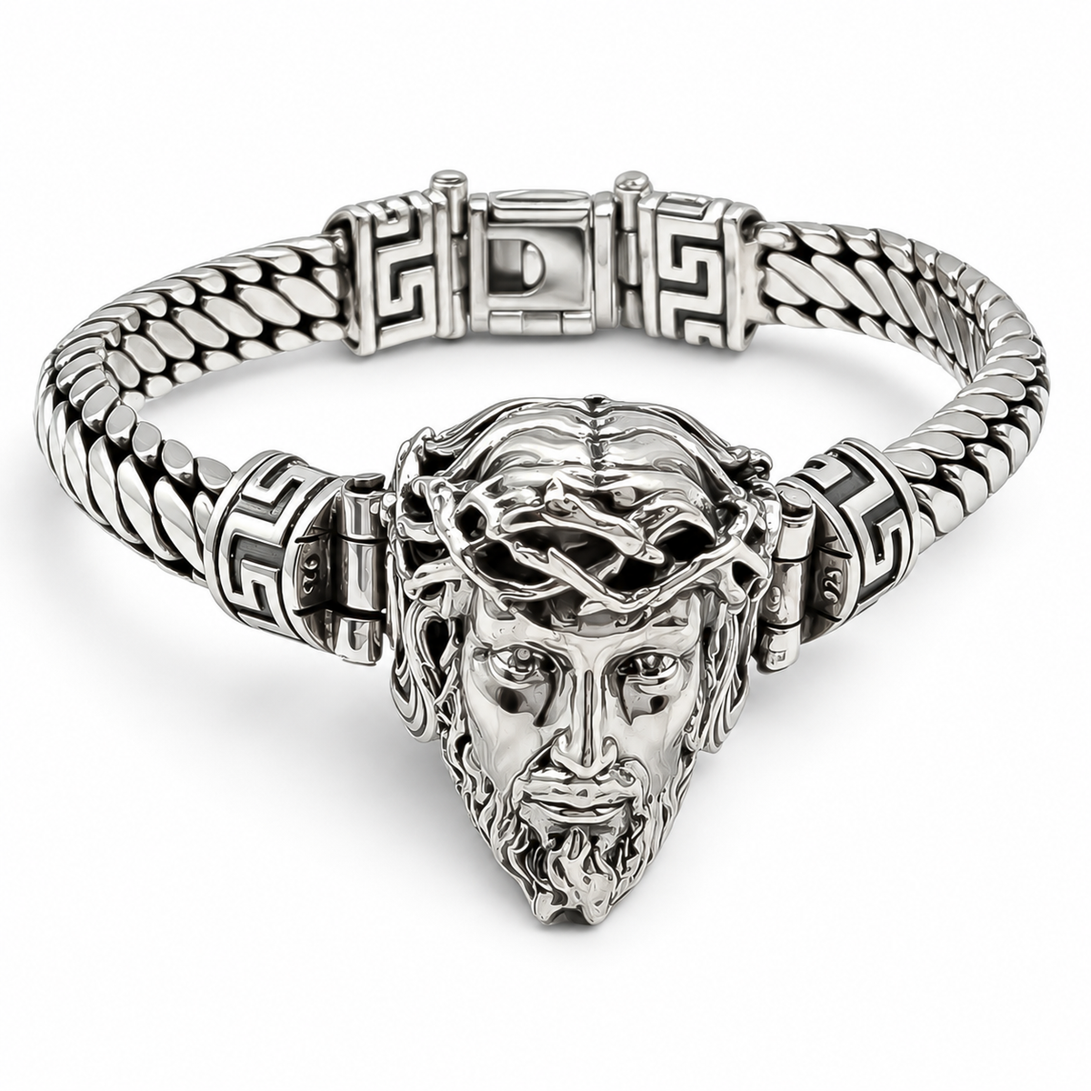 Pulso Rostro Cristo 8mm Plata Ley 925