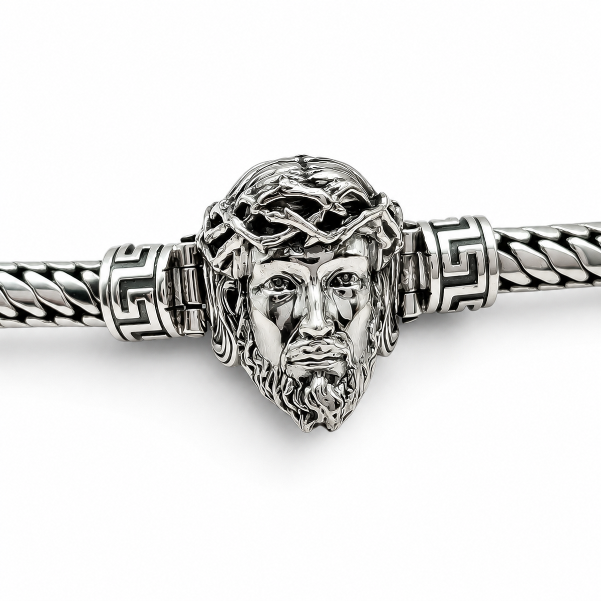 Pulso Rostro Cristo 8mm Plata Ley 925