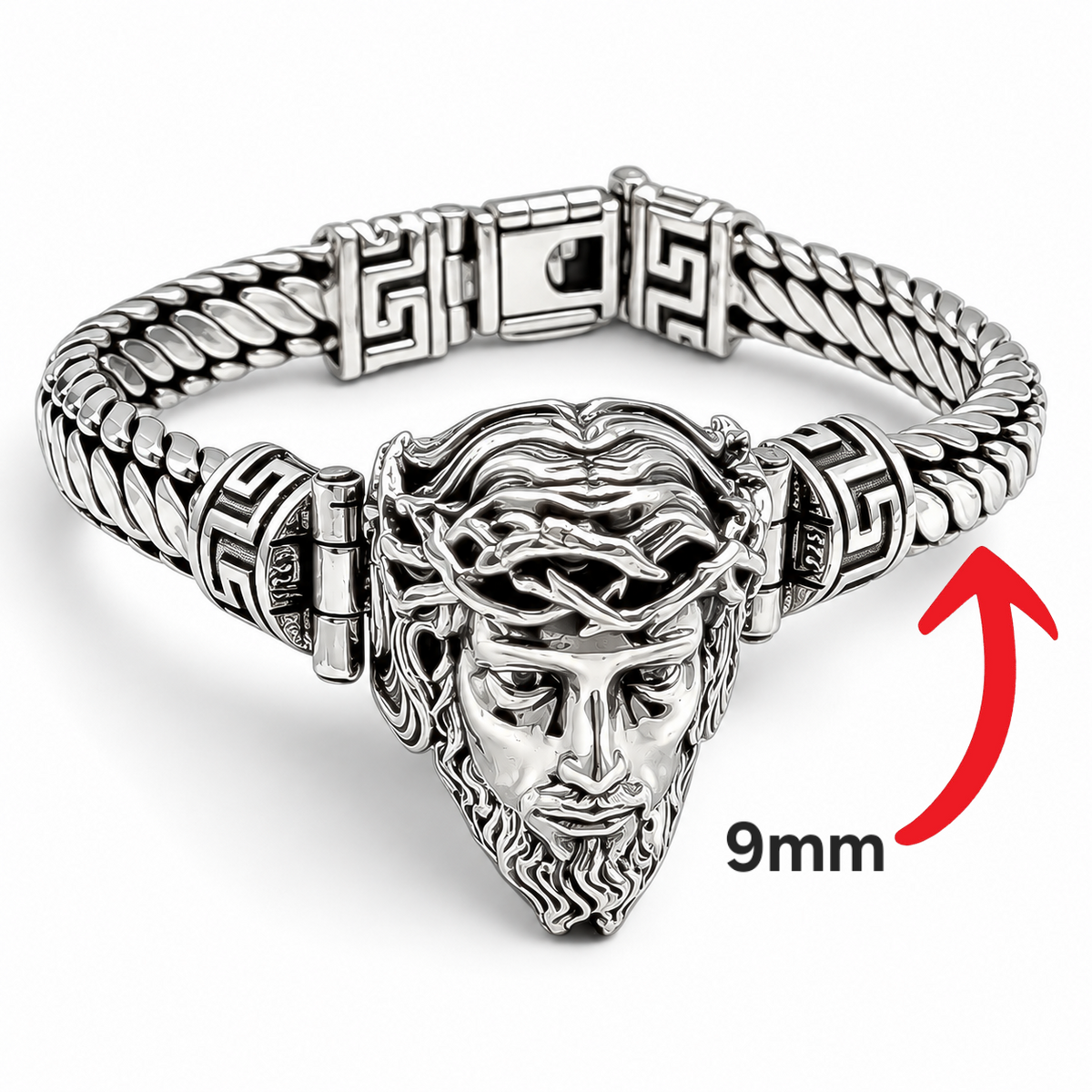 Pulso Rostro Cristo 9mm Plata Ley 925