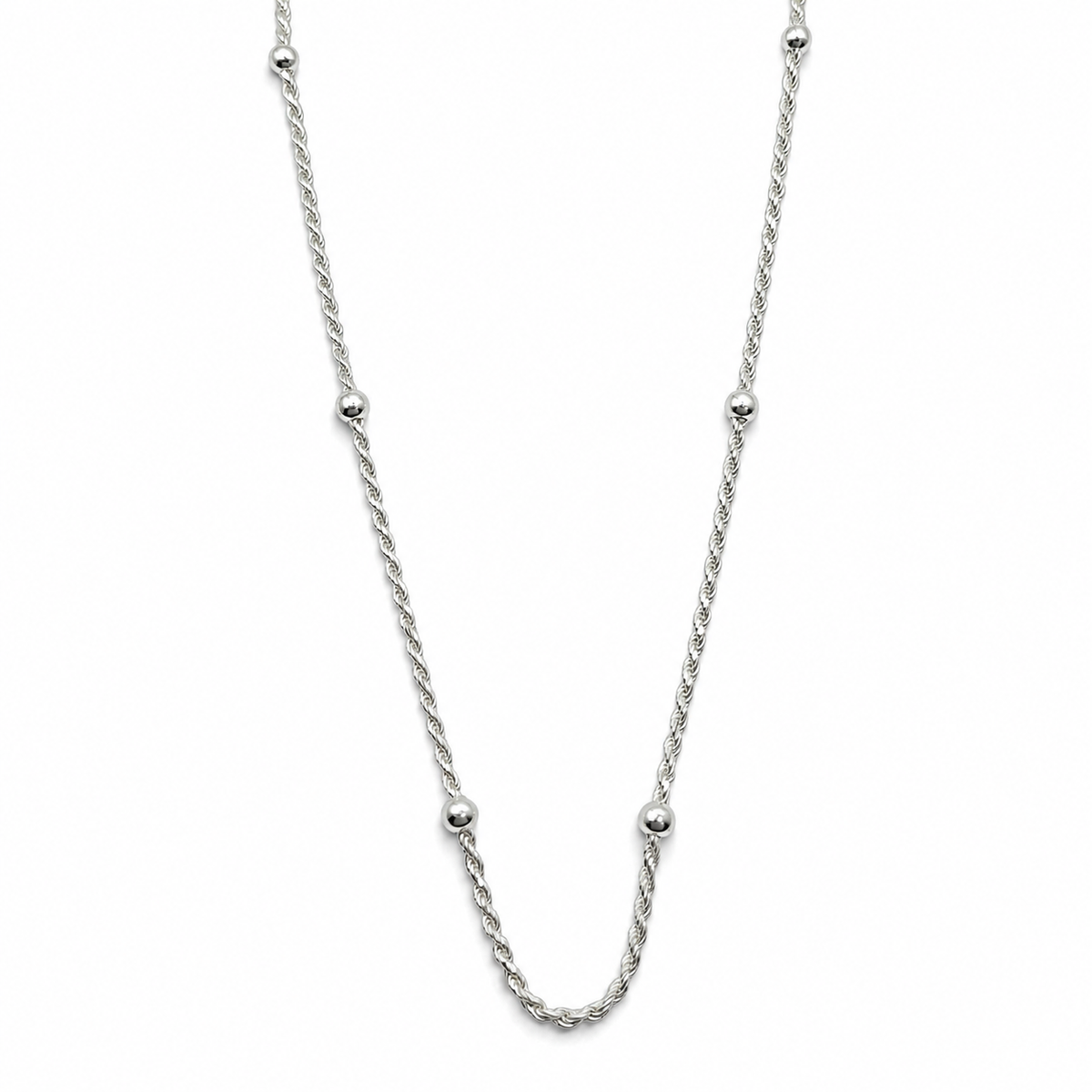 Cadena Bola Torzal 1mm Plata Ley 925