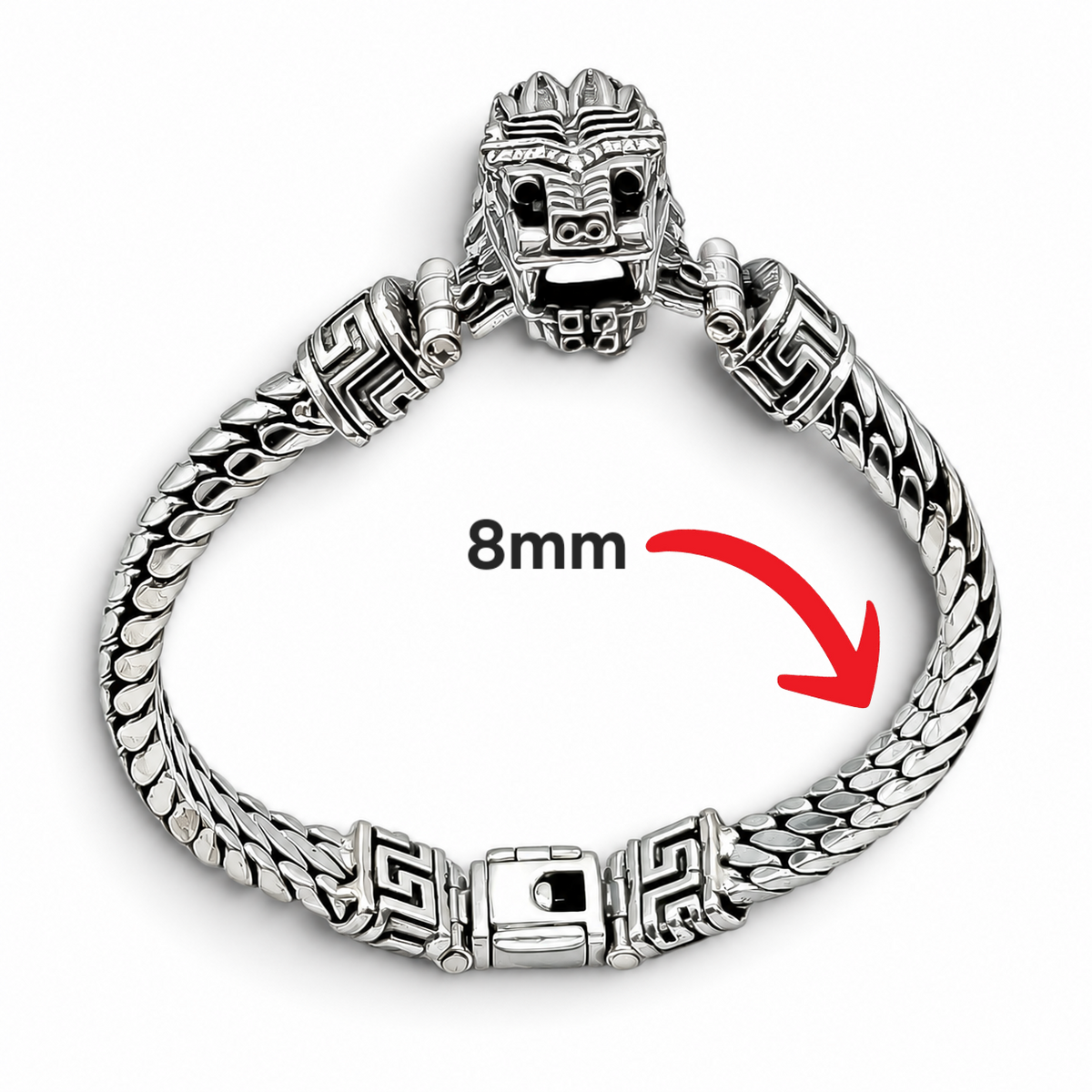 Pulso Quetzatcoatl 8mm Plata Ley 925