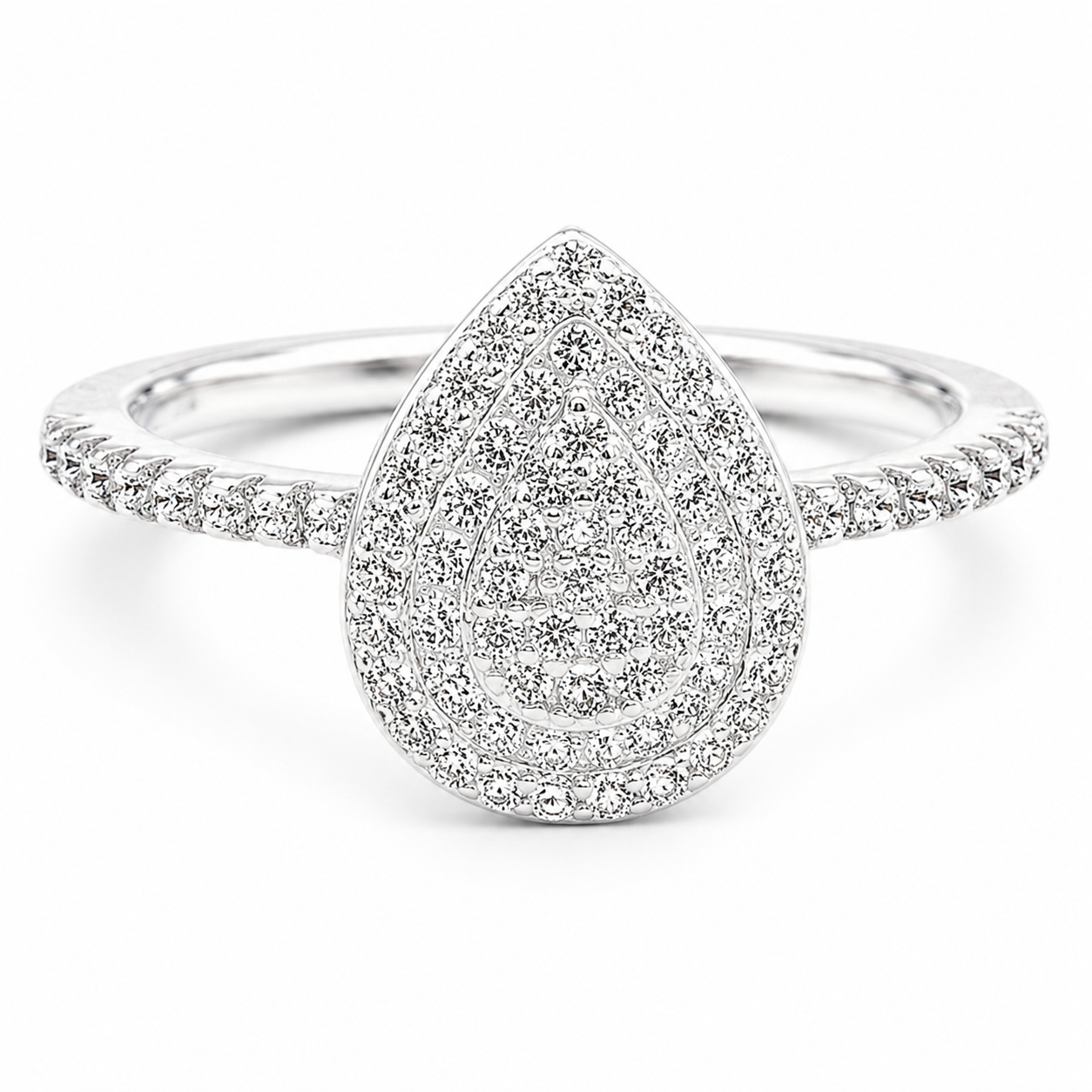 Anillo Gota Zirconia Blanca