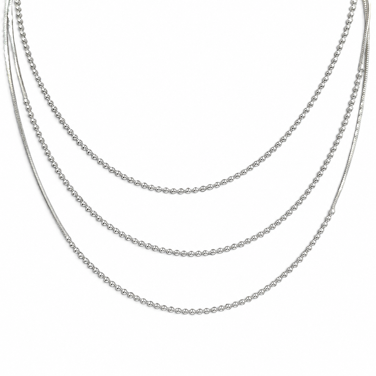 Cadena Cola de Rata Bolitas 1mm Plata Ley 925