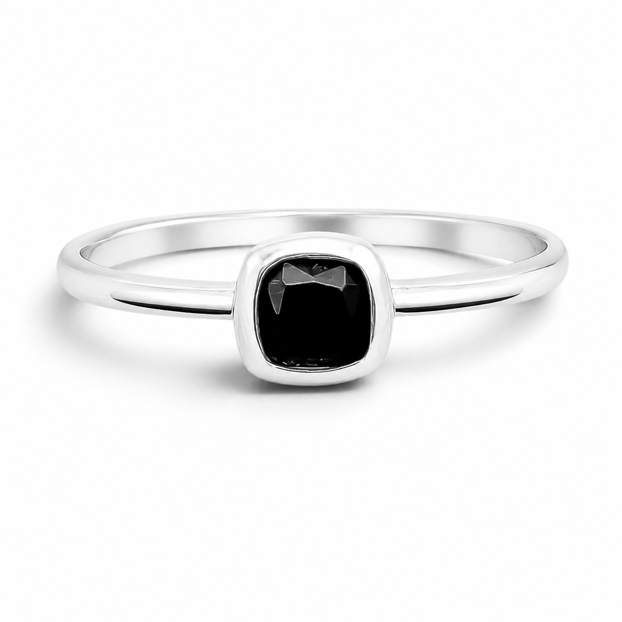 Anillo Zirconia Negra Plata Ley 925