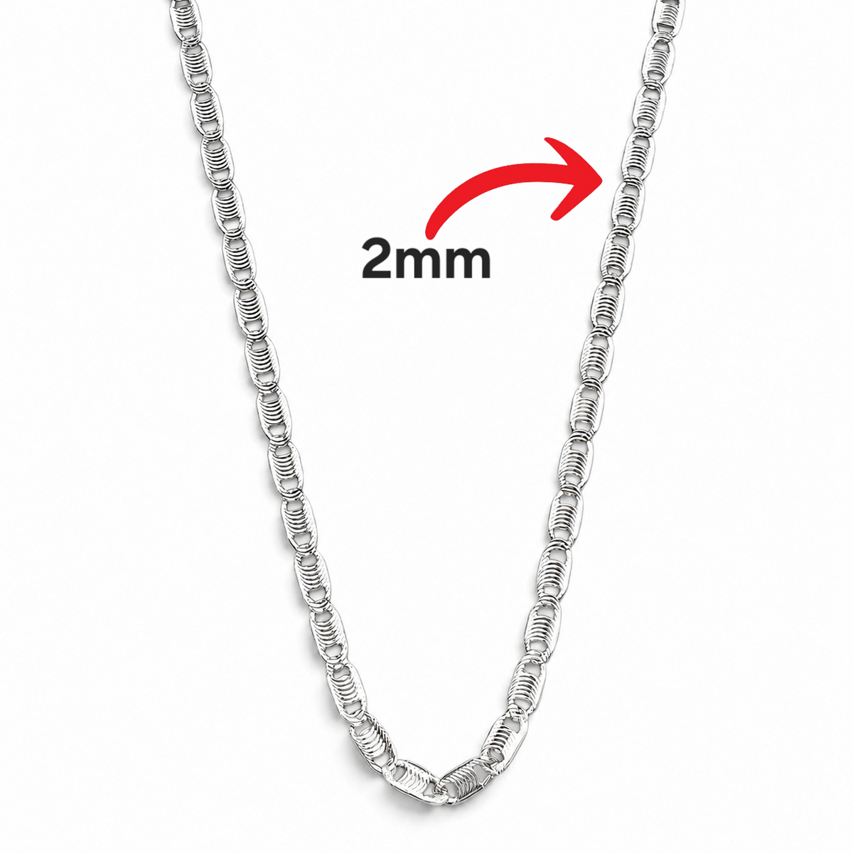 Cadena Diamantada Planchada 2mm Plata Ley 925