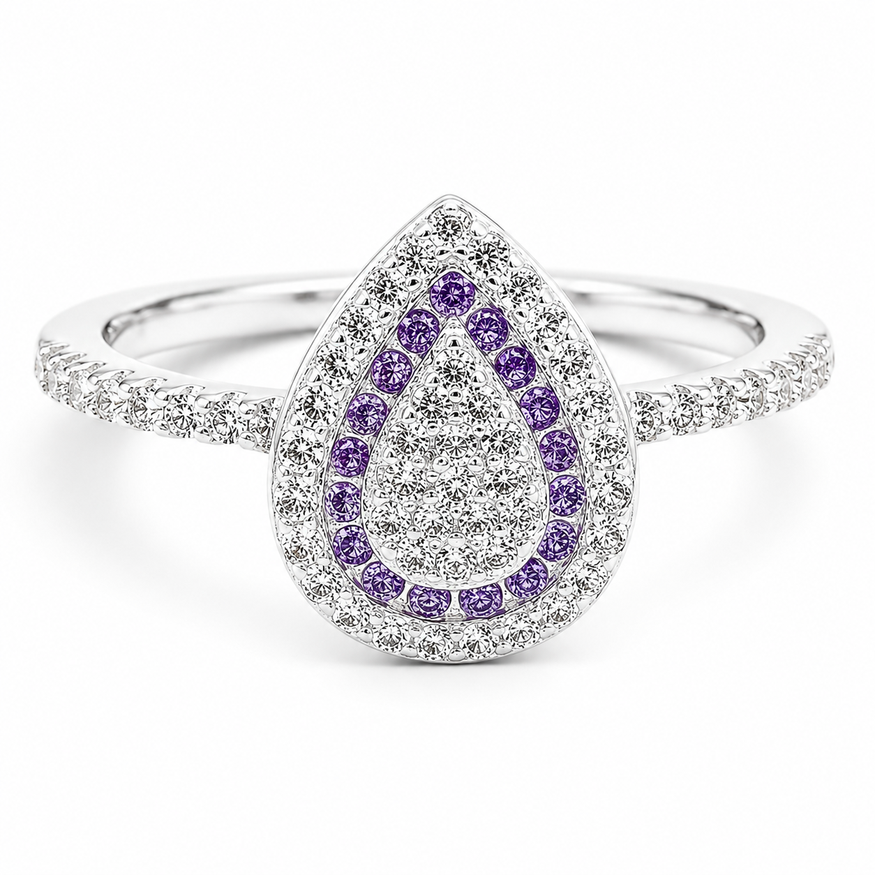 Anillo Gota Zirconia Lila
