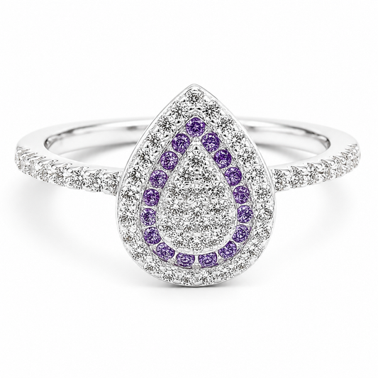 Anillo Gota Zirconia Lila