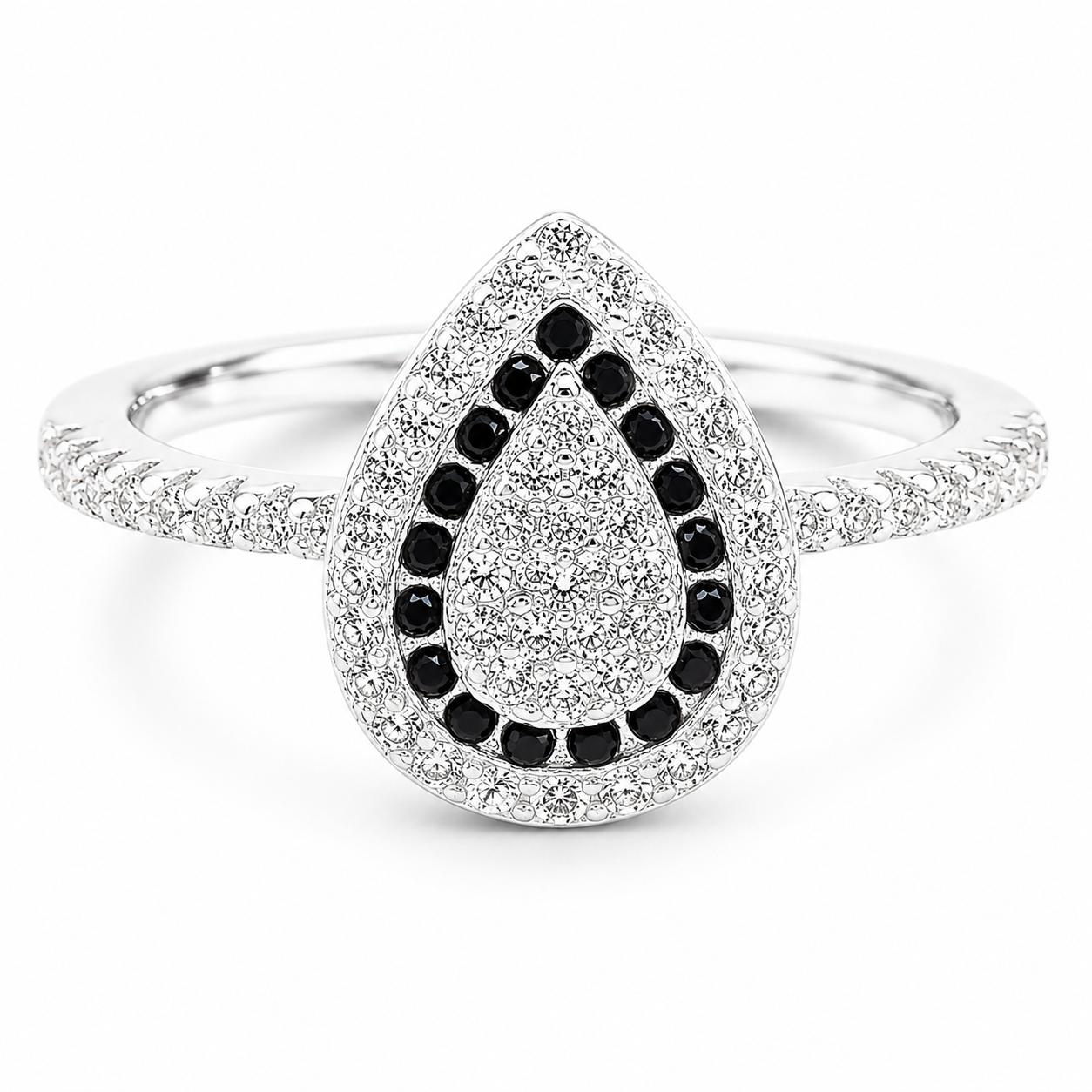 Anillo Gota Zirconia Negro
