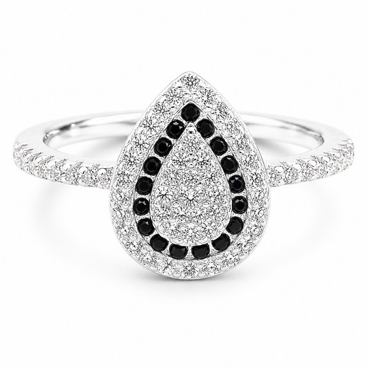 Anillo Gota Zirconia Negro