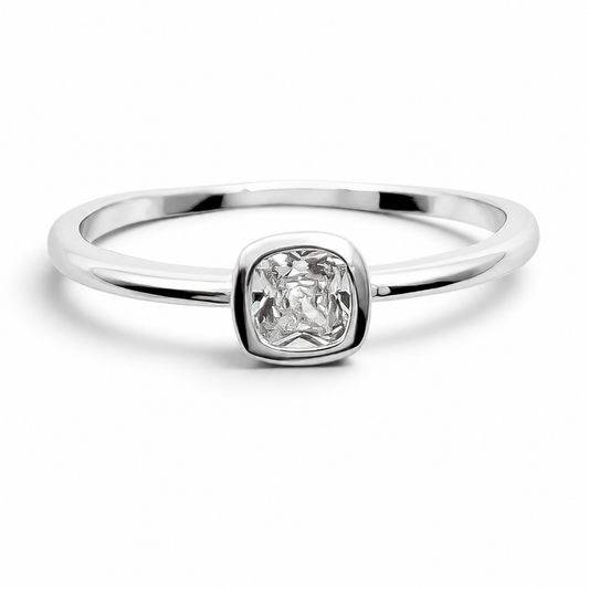 Anillo Zirconia Blanca Plata Ley 925