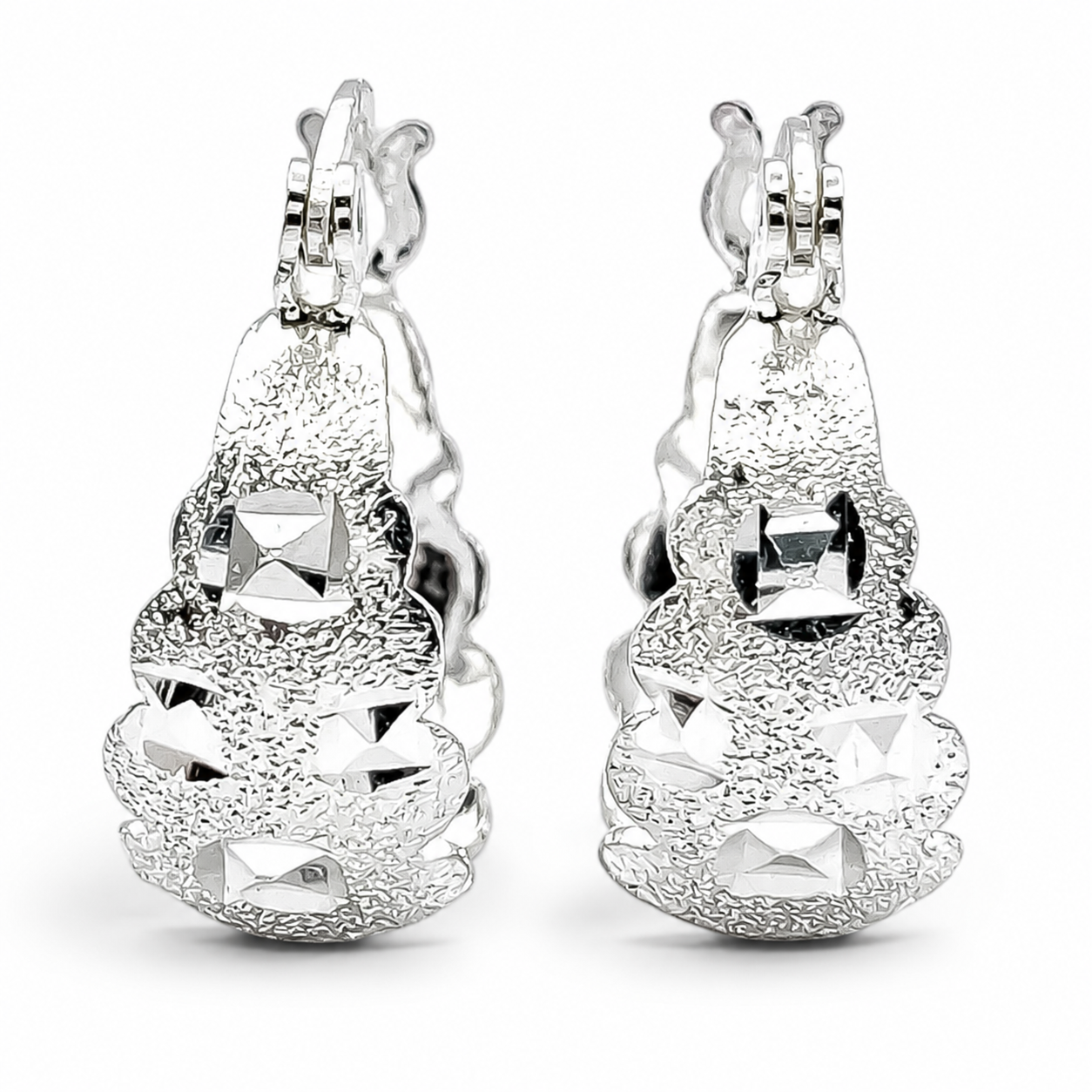 Arracada Chica Diamantada Plata Ley 925